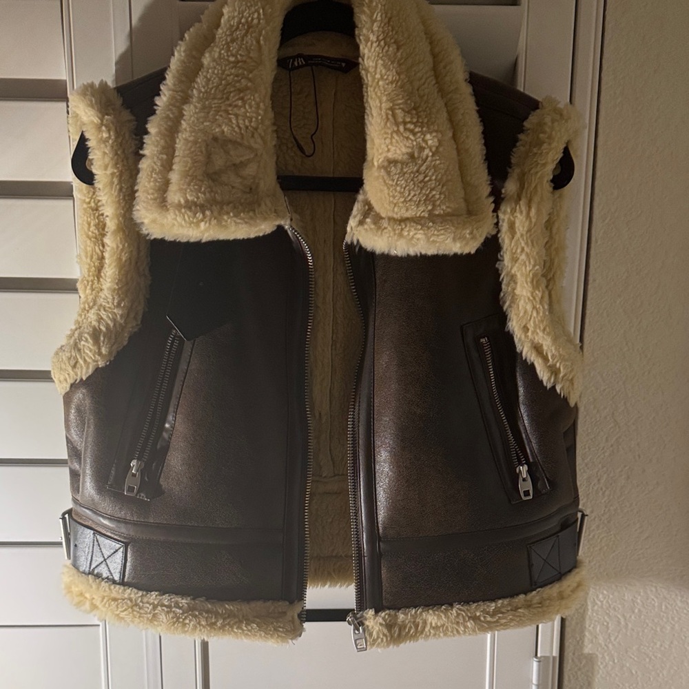 Zara Cream Shearling Vest